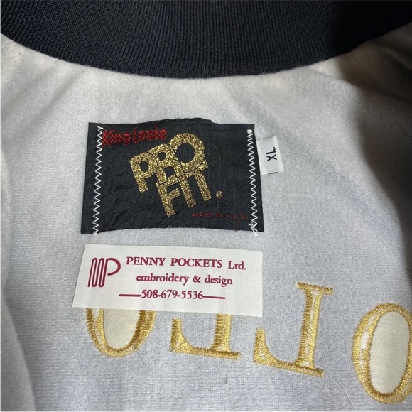 Vintage King Louie Pro Fit Mens XL Hertz Satin Bomber Varsity Black Jacket - Picture 4 of 6